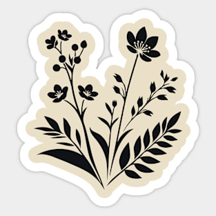 Elegant Monochrome Floral Art Sticker